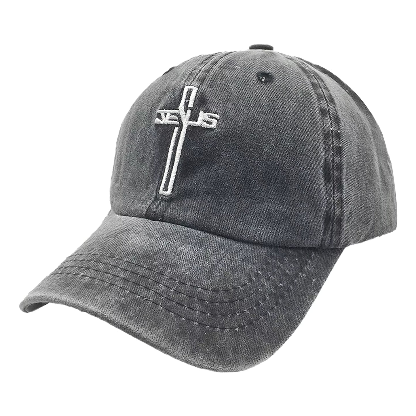 Embroidered Christian Jesus Cross Hat for Men Women, Vintage Washed Dad Hats Adjustable Baseball Cap