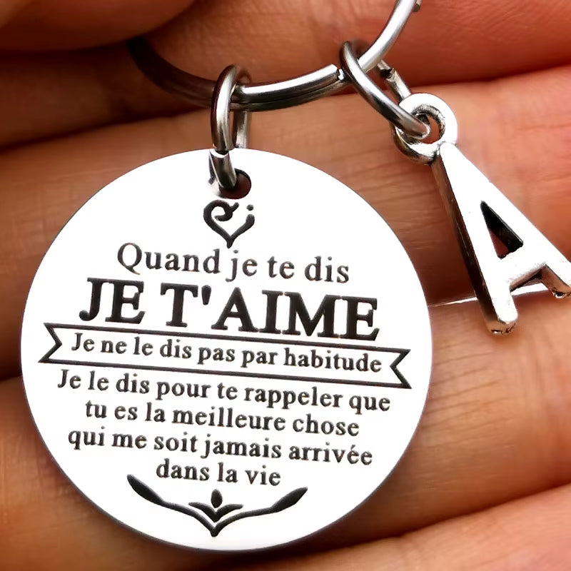 French Anniversary Keychain for Wife Husband Couple Valentines Day Christmas Birthday Wedding Gifts for Boyfriend Girlfriend